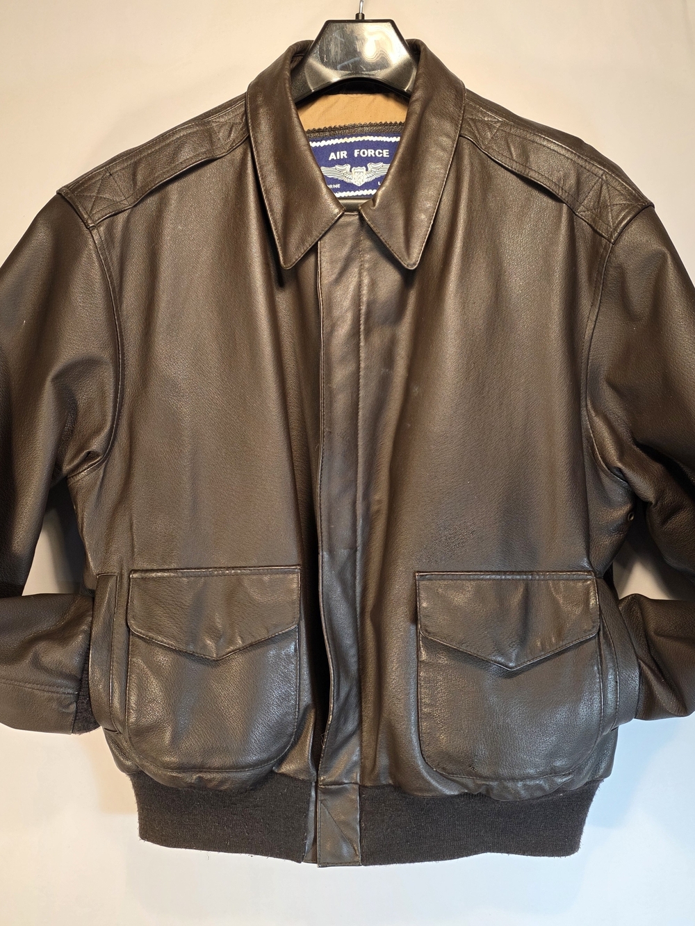 Vintage Air Force Airborne Leathers Mens L Flight Bomber Jacket Brown Leather